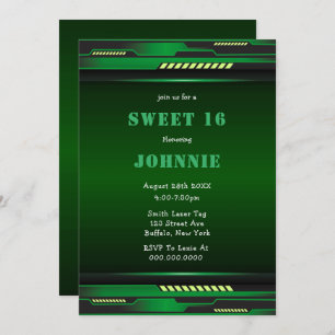 Metallic Futuristic Sweet 16 Invitation de fête d'