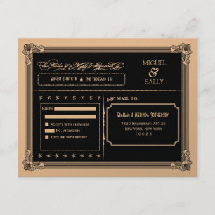 Métallic Gold & Black do-it-yourself Wedding RSVP