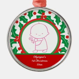 Métallique 1er Ornement personnalisé de Noël pour bébé de la