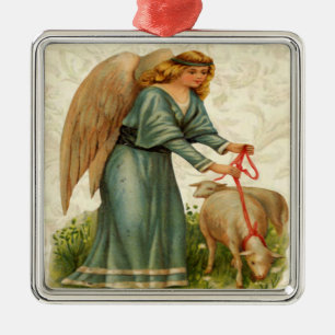 Métallique Anges Petit Ornement Agneau