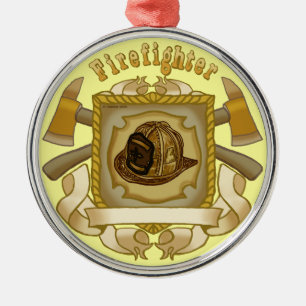 Métallique Ax Shield FireFighter ornement