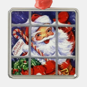 Métallique Beau ornement Père Noël Vintage