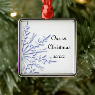 Métallique Blue Snowflake 1er Noël Ensemble Ornement
