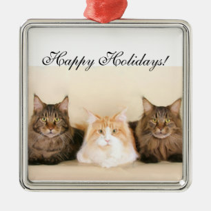 Métallique Bonnes fêtes ornement de chats de ragondin du