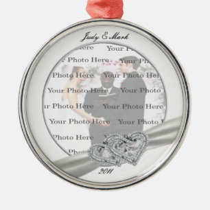 Métallique Coeurs Mariage blanc Argent rond ornement 