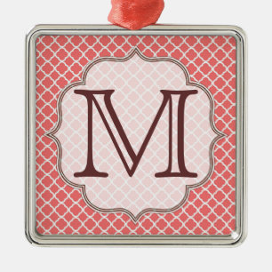 Métallique Coral Quaterfoil Latti Monogramme Ornement initial