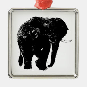 Métallique Eléphant Premium Carré en céramique ornement