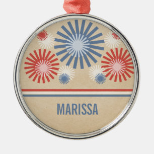 Métallique Feu d'4 juillet funky et ornement de rayures