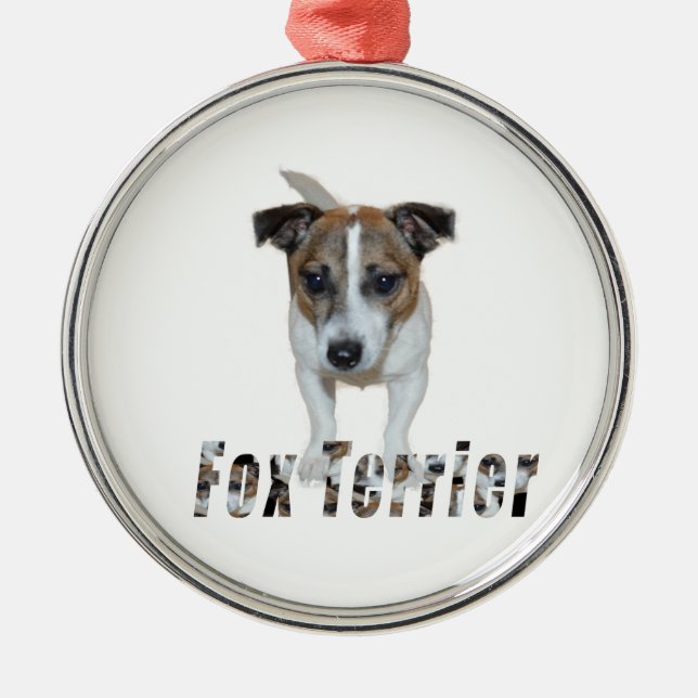 Métallique Fox Terrier avec logo, ornement en métal. (Devant)