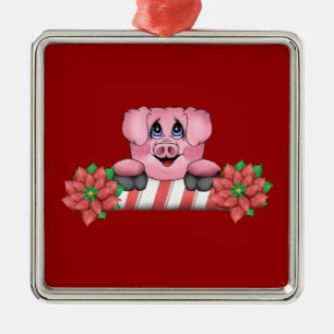 Métallique La sucrerie de Noël peut ornement de porc