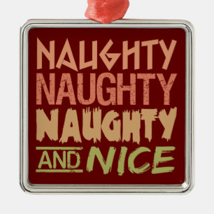 Métallique Naughty AND Nice ornement personnalisé