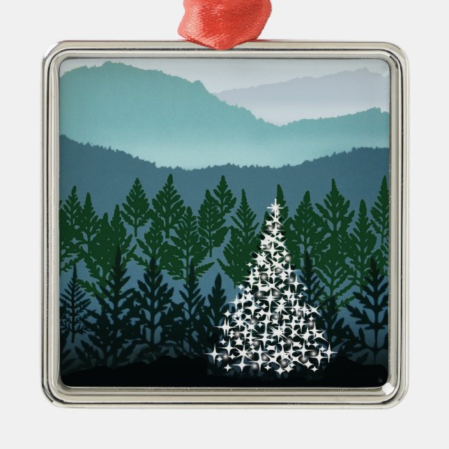 Métallique Ornement bleu de Noël de Ridge (Devant)