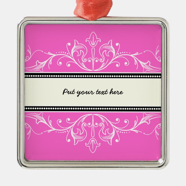 Métallique Ornement de bordure rose blanc (Devant)