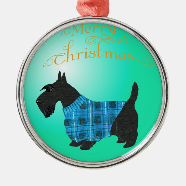 Métallique Ornement de chien Scottie (Devant)