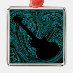 Métallique Ornement de guitare Abstrait, Turquoise