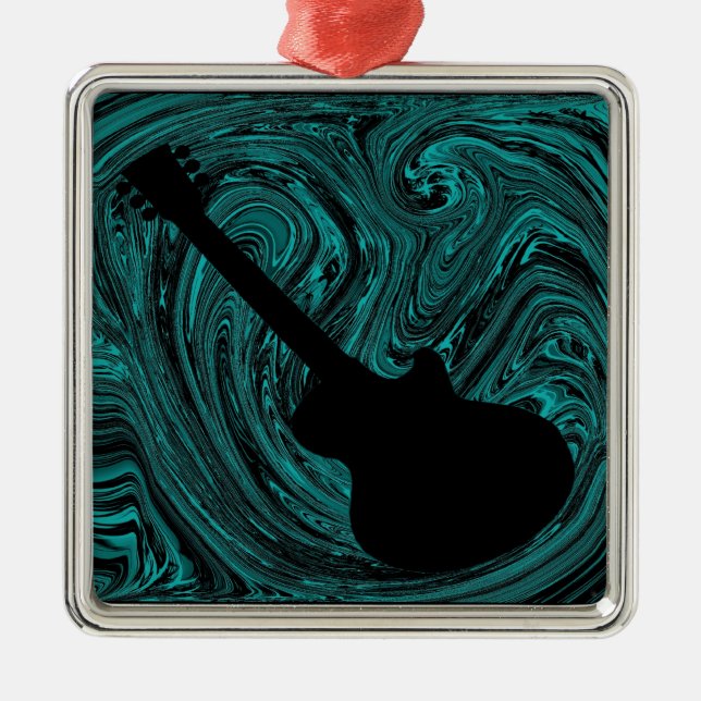 Métallique Ornement de guitare Abstrait, Turquoise (Devant)