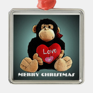 Métallique Ornement de luxe de Noël d'amour de singe