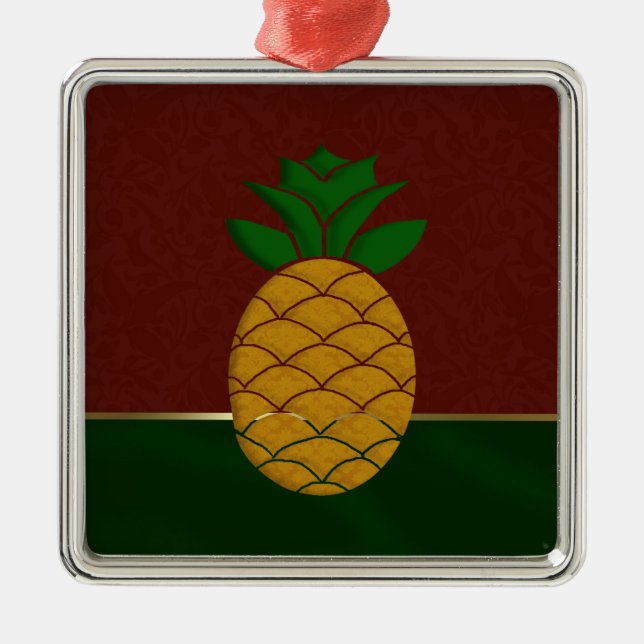 Métallique Ornement de vacances d'ananas de damassé (Devant)
