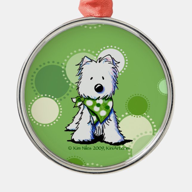 Métallique Ornement de Westie Dots verts (Devant)