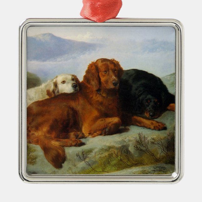 Métallique Ornement d'impression de chien d'arrêt, (Devant)