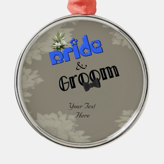 Métallique Ornement élégant de mariage de jeunes mariés (Devant)