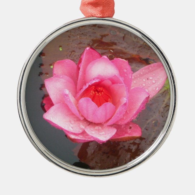 Métallique ornement nénuphar rose (Devant)