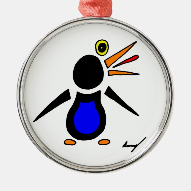 Métallique Ornement rond de pingouin Abstrait (Devant)