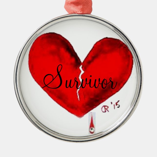 Métallique Ornement rond du coeur brisé (Devant)