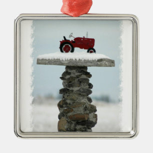 Métallique Ornement rouge de Noël de tracteur