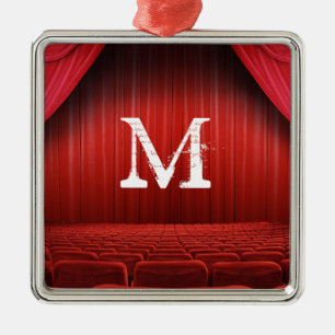Métallique Ornement rouge d'initiale de monogramme de théâtre