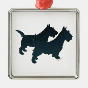 Métallique Ornement Silhouettes de Chien Scottie