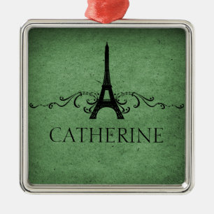 Métallique Ornement vintage de Flourish de Français, vert