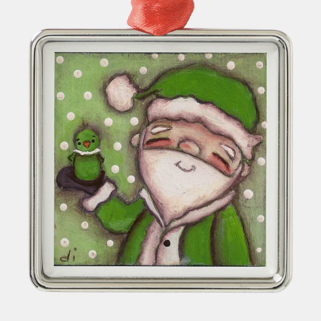 Métallique Père Noël vert - ornement (Devant)