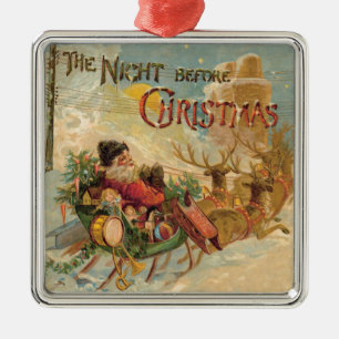 Métallique Père Noël vintage en son ornement de traîneau de