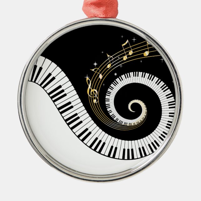 Métallique Piano Keys et Gold Music Notes Ornement Pendentif (Devant)