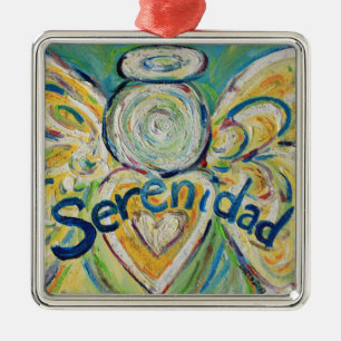 Métallique Serenidad Inspirational Angel Word Ornement