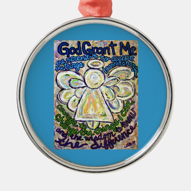 Métallique Sérénité Prière Ange Art Peinture Ornement Charme (Devant)