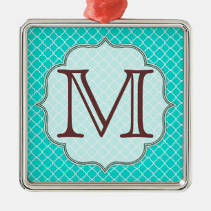Métallique Trimestre turquoise Monogramme Latti Ornement init