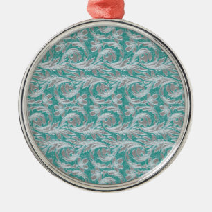 Métallique Vagues métalliques, ORNEMENT ROND Blanc-Marine