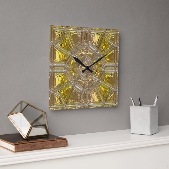 Métallisateur brillant horloge murale jaune et en  (Bureau)