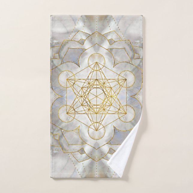 Métatron's Cube in lotus Sacred Geometry (Serviette à main)
