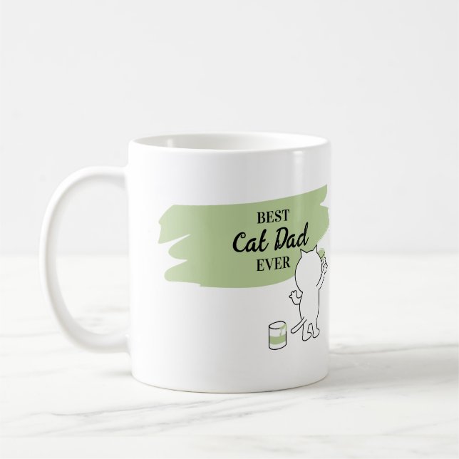 Mete Meilleur Chat Papa Jamais Mug Café Homme (Gauche)