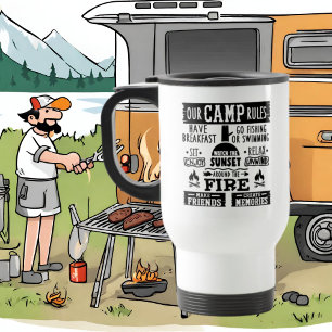 Mete règles de camping mot art Voyage Mug