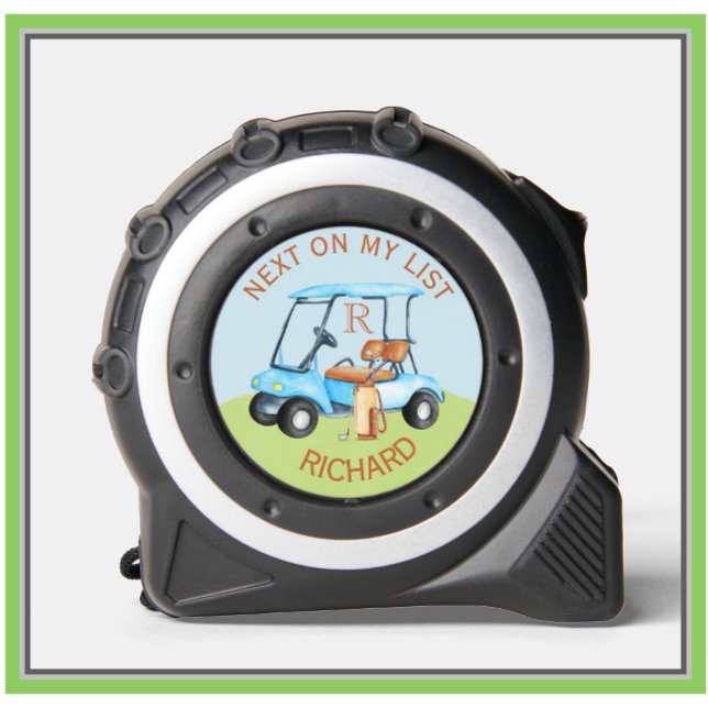 Mètre Ruban Aquarelle élégante Hommes Golf Thème Nom Monogramm (Créateur téléchargé)