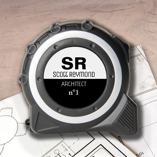 Mètre Ruban Architecte de profession moderne noir et blanc (Créateur téléchargé)