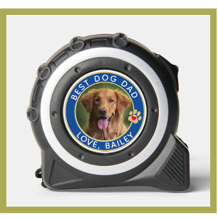 Mètre Ruban Best Chien Papa Photo Empreintes de pattes Bleu