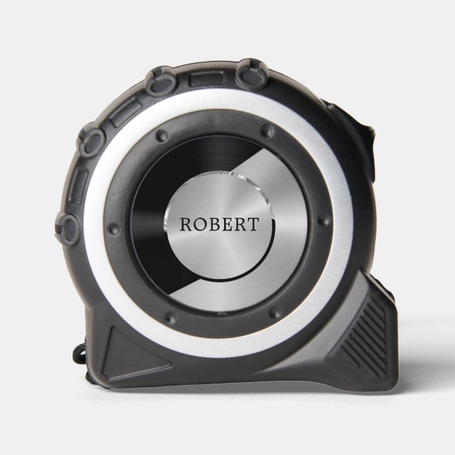 Mètre Ruban Black & Silver Modern Metallic Geometric design (Recto)