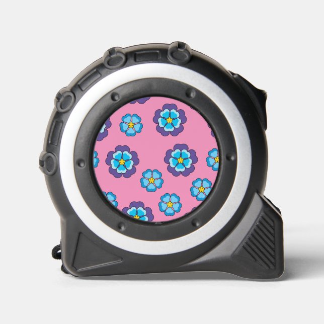 Mètre Ruban Bleu Violet rose motif floral (Recto)