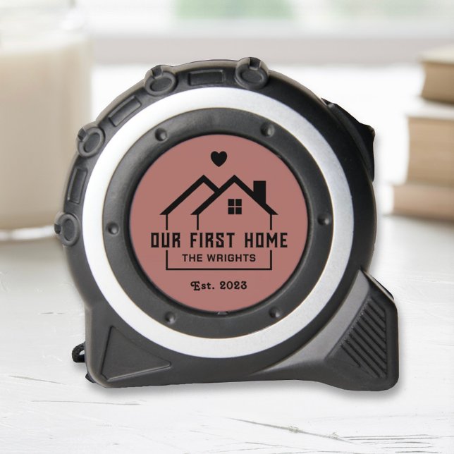 Mètre Ruban Bracelet personnalisé rouge Notre première maison (Créateur téléchargé)