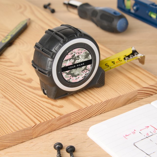 Mètre Ruban Camouflage rose et vert Votre nom Personnalisez (Boiseries)